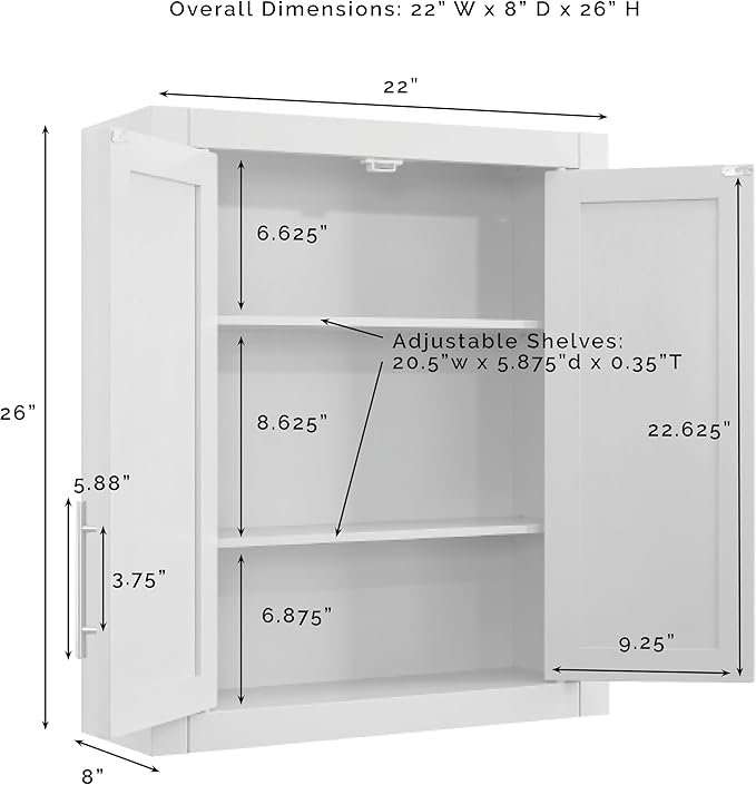 Crosley Furniture Savannah 2-Piece Wall Storage Cabinet, Cabinets - Image 7