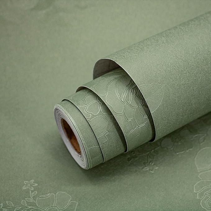 Green Flower Wallpaper Stick and Peel 17.7inch x 78.7inch Embossed Floral Stick - Image 7