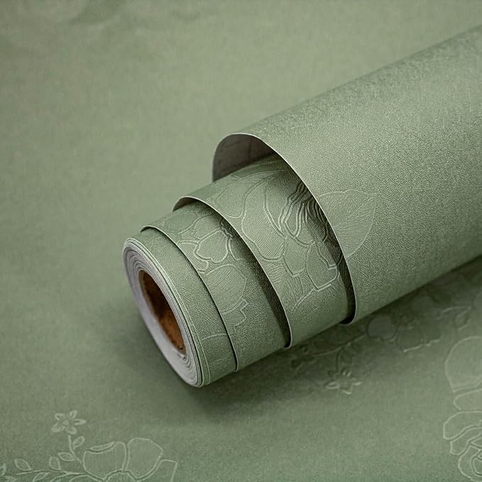 Green Flower Wallpaper Stick and Peel 17.7inch x 118.1inch Embossed Floral - Image 7