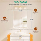 TokeShimi 30x36 Beveled Bathroom Mirror Frameless, Rectangle Bathroom Vanity - Image 2
