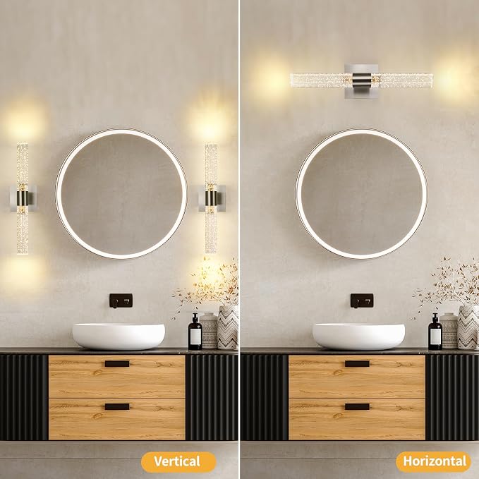 Modern Wall Sconces Set of Two in Brushed Nickel Finish 18 Inch 3000K-6000K Led - Image 2