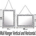 2 Piece Wall Mirrors, Crush Diamond Wall Décor Silver Decorative Mirrors - Image 7
