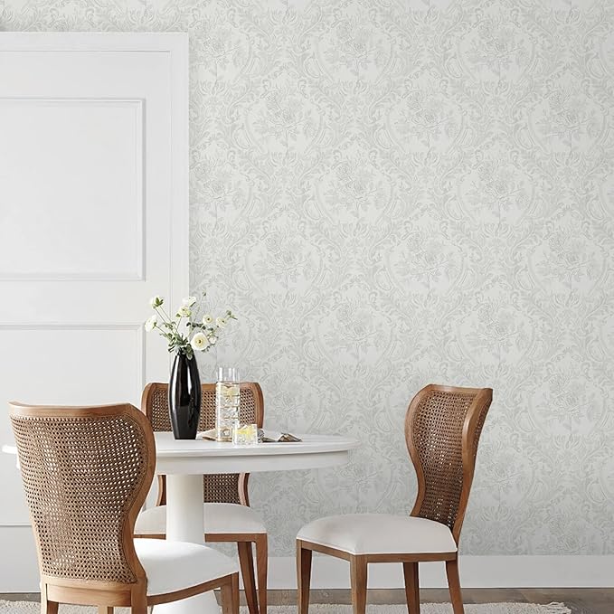 Ismoon Peel and Stick Wallpaper Vintage Floral Contact Paper Boho White and - Image 5