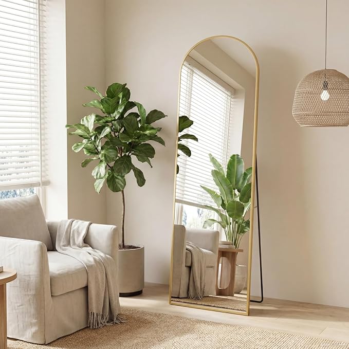 Sweetcrispy 56"x15" Arched Full Length Mirror, Leaning or Standing Full Body - Image 2