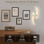 Battery Operated Wall Sconce Set of Two, Dimmable Modern LED Rechargeable Wall - Image 4