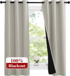 NICETOWN Natural 100% Blackout Lined Curtains, 1 Pair, 2 Thick Layers Narrow by NICETOWN