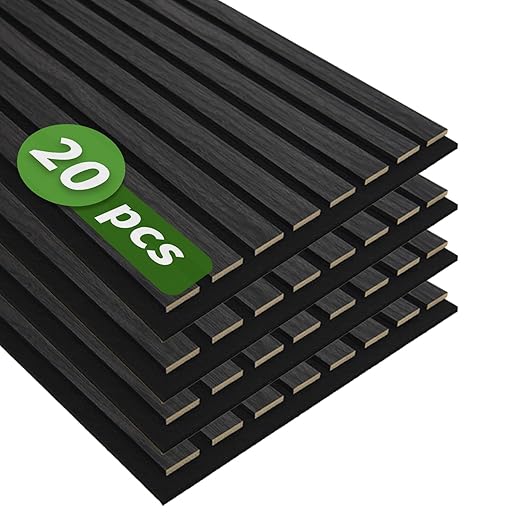 Art3d 20-Pack 12" x 24" Soundproof Wood Slat Panels, 40 sq.ft Acoustic Wall by Art3d