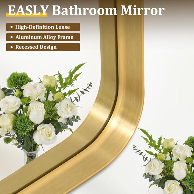 30"x 30" Gold Bathroom Mirror - Image 6