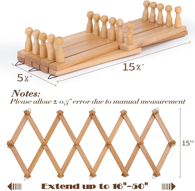 SCUNDA Wall Rack with 16 Hooks, Wooden Wall Expandable Coat Rack - Image 8