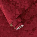 Wallercity Wine-Red Flocking Fabric Wallpaper Peel and Stick Soft Velvet by Wallercity