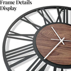Cuspin 24 Inch Large Wall Clock, Silent Non Ticking Battery Operated Roman - Image 4