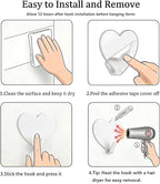 Heart Wall Hooks, 8 Pack, Cute White Decorative Accessories, Purse Hanger - Image 7