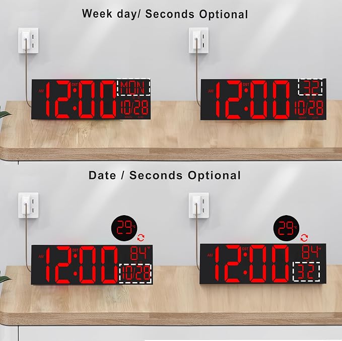 JALL 30" Large Digital Wall Mount Clock - Image 2