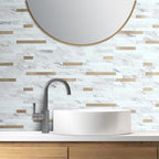 AULIGET 20 Sheets Faux Stone White Marble Peel and Stick Backsplash, PVC Mixed - Image 4