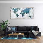 Teal Decor World Map Canvas Wall Art Pictures - Image 7