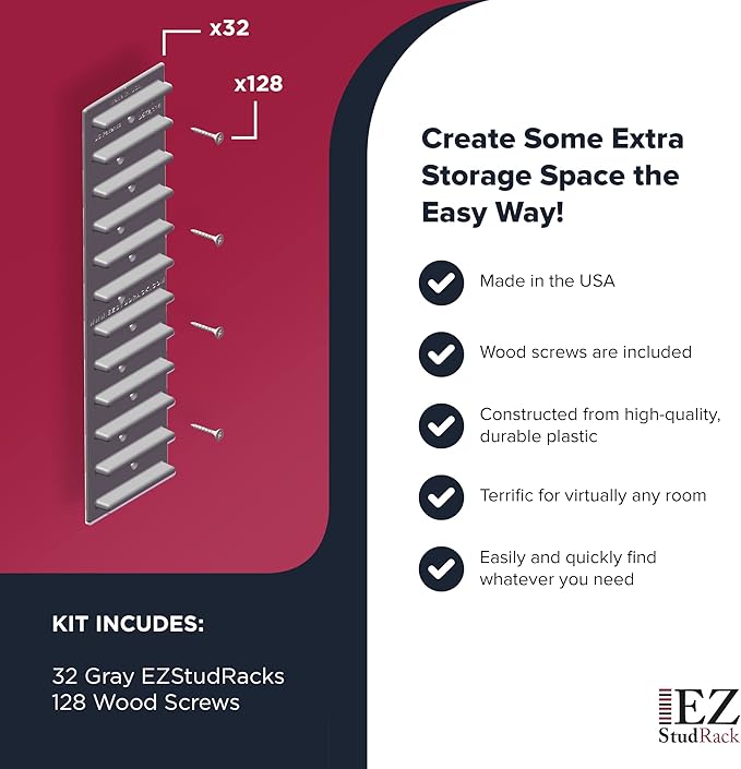 Made in USA | EZStudRack Adjustable Between Stud Shelf Bracket | Shelf Brackets - Image 5