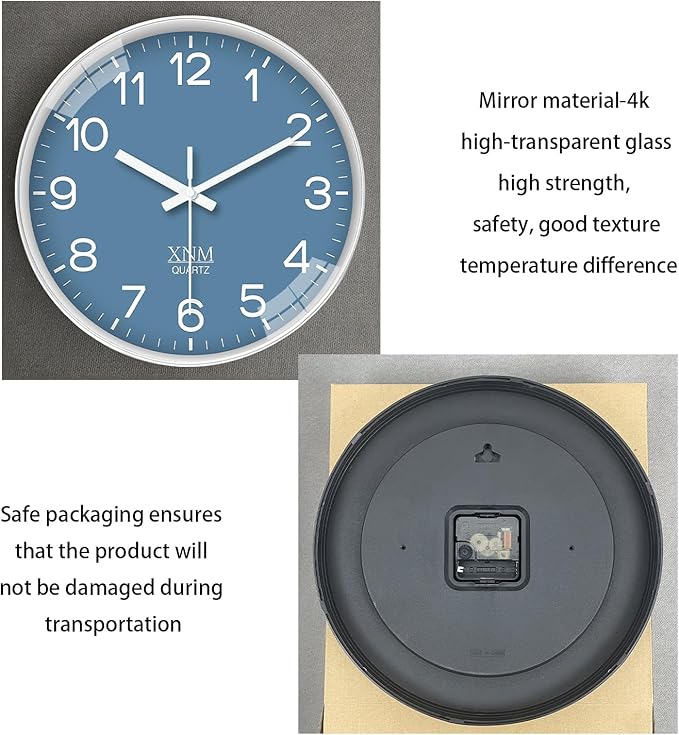 XNM Blue Minimalist Wall Clocks Battery Operated 8 Inch Classic Analog Clock - Image 7