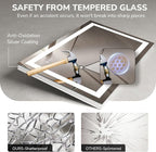 USHOWER LED Bathroom Mirror 40x24 Inch Tempered Glass - Image 4
