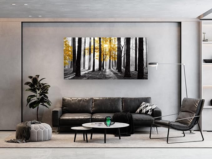 Cao Gen Decor Art S06362 Wall Art Canvas Painting Yellow Tree in Black and - Image 3