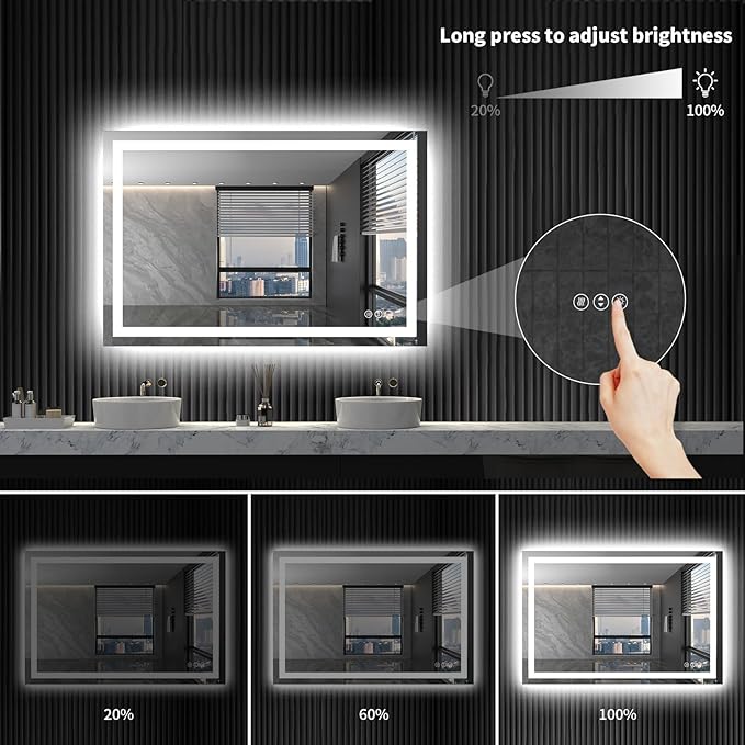 LOAAO 48X36 LED Bathroom Mirror - Image 4