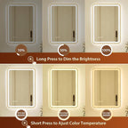 24x32 Inch Gold Framed LED Bathroom Mirror - Image 3