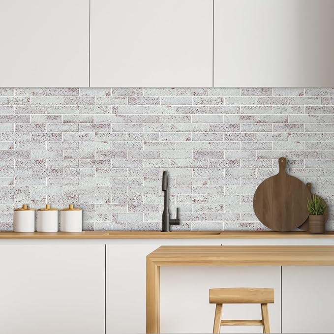 100 Whitewash Red Faux Brick Wall Tiles, 3D Thin Brick Veneers - Image 4