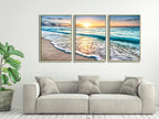 Wieco Art Framed Wall Art 3 Panels Blue Beach Canvas Art - Image 9