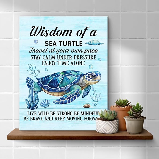 Sea Turtle Wall Art Decor Inspirational Wall Decor Posters Beach Themed - Image 4