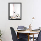 Amorho Black Bathroom Mirror, 24x32 Inch Thick Metal Framed Wall Mirrors - Image 8