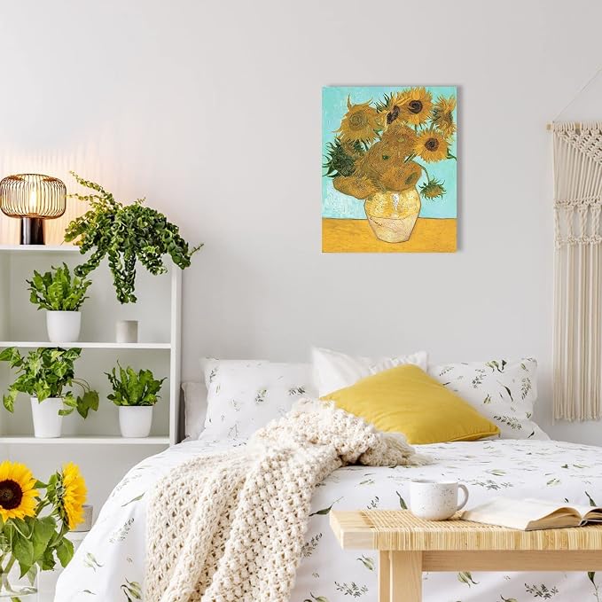 Van Gogh Canvas Wall Art: Twelve Sunflowers Oil Painting Picture Reproduction - Image 4