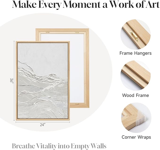 Large Framed White Abstract Wall Art Set of 2 - Image 6