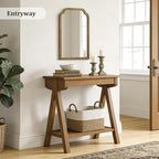WallBeyond Wood Frame Wall Mirror Rounded Corner Arch Rectangle Mirror - Image 3