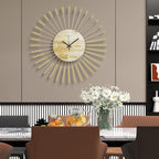 23.6 inch Gold Starburst Wall Clock, Metal & Wood Mid Century Modern Decorative - Image 6