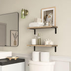 RICHER HOUSE Rustic Wood Shelves Set of 2, Farmhouse Style Floating Shelf - Image 6
