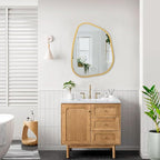 Gold Asymmetrical Mirror Large 20"x16" Irregular Oval Wall Mirror Modern Wood - Image 6