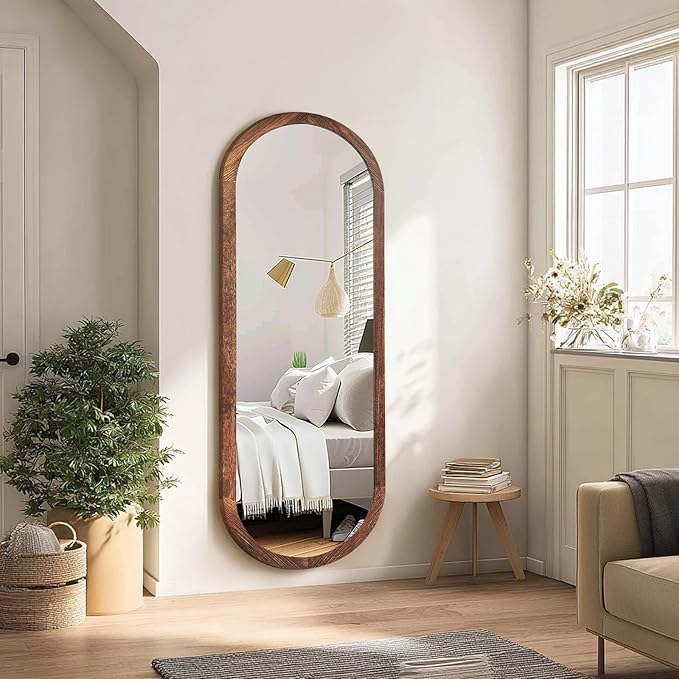 16"x48" Oval Full Length Mirror Solid Wood Wall Mirror - Image 7