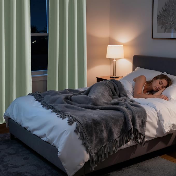 RYB HOME Bedroom Blackout Curtains 80 inches Long, 100% Blackout Thermal - Image 5