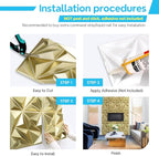 STICKGOO 3D Wall Panels for Interior Wall Decor, Champaign Gold Diamond Design - Image 6
