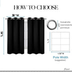 LEMOMO Black Blackout Curtains/38 x 54 Inch/Set of Two Panels Grommet Living - Image 6