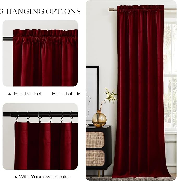 NICETOWN Christmas Red Velvet Curtains 96 inches Long - Image 7