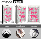 Enlaizhude Pink Do It For The Plot Quote Poster, Vintage Black White Newspaper - Image 2