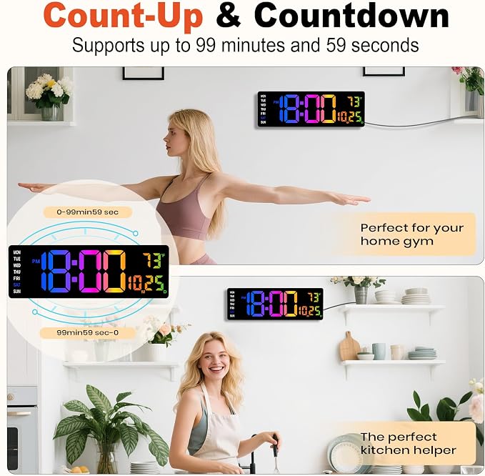 Pytha Sight 16 Inch Large Digital Wall Clock, Large LED Display Digital Wall - Image 6