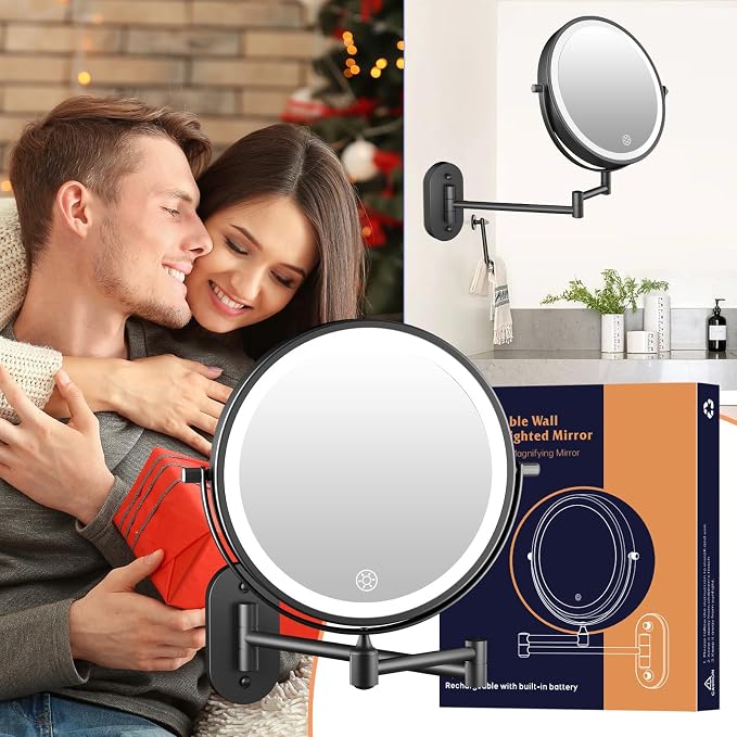 FUNTOUCH 5000mAh Rechargeable Wall Mounted Lighted Makeup Vanity Mirror - Image 7