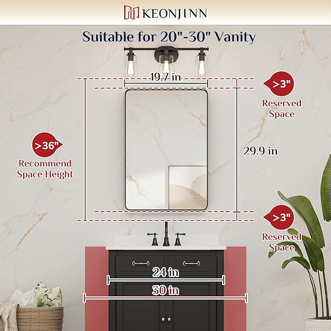 Keonjinn Gold Bathroom Mirrors for Wall 20 x 30 Inch Rounded Rectangle Gold - Image 7