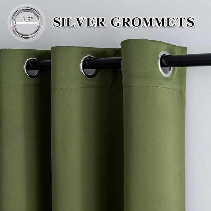 IGEMAEVE Olive Green Curtains 84 Inch Length 2 Panels Set, Light Filtering - Image 3