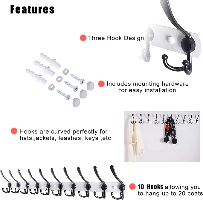 Dseap Coat Rack Wall Mount - Image 6