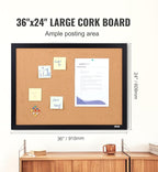 VEVOR 24 x 36 Cork Board, Large Bulletin Board - Image 3
