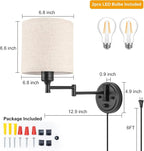 GOODATE ENCOMLI Dimmable Plug in Wall Sconces, Swing Arm Wall Lamp, Wall - Image 5