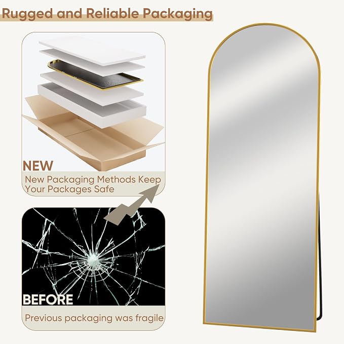 58"x18" Full Length Mirror, Arched Full Body Mirror, Standing Hanging or - Image 6