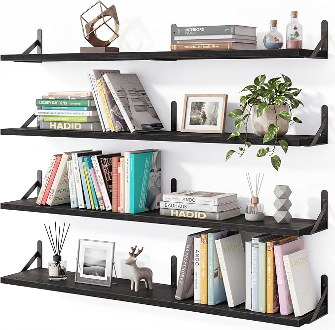 YGEOMER Floating Shelves for Wall, 35in Black Wall Shelves for Living Room by YGEOMER